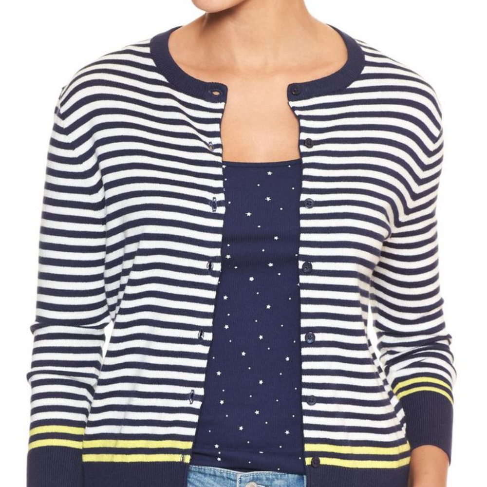 Woman Contrast Stripe Cardigan - GAP - NEW